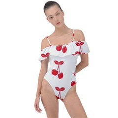 Cherries Frill Detail One Piece Swimsuit by nateshop