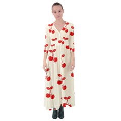 Cherries Button Up Maxi Dress by nateshop