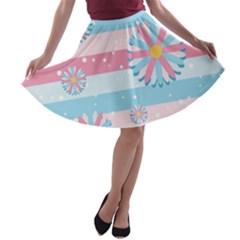 Flowers-023 A-line Skater Skirt by nateshop