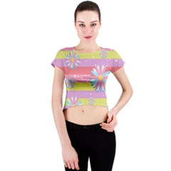 Flowers-024 Crew Neck Crop Top by nateshop