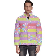 Flowers-024 Men s Puffer Bubble Jacket Coat by nateshop