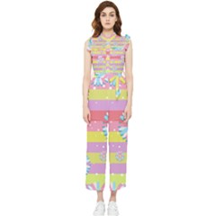 Flowers-024 Women s Frill Top Chiffon Jumpsuit by nateshop