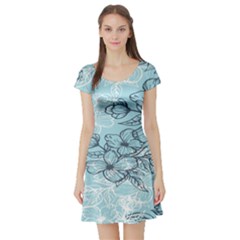 Flowers-25 Short Sleeve Skater Dress by nateshop