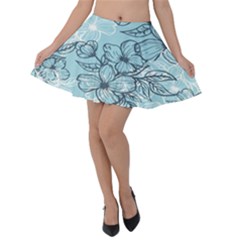 Flowers-25 Velvet Skater Skirt by nateshop