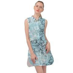 Flowers-25 Sleeveless Shirt Dress by nateshop