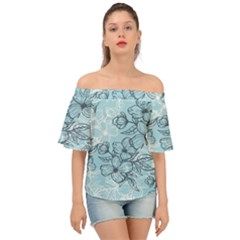 Flowers-25 Off Shoulder Short Sleeve Top by nateshop