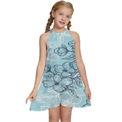 Flowers-25 Kids  Halter Collar Waist Tie Chiffon Dress by nateshop