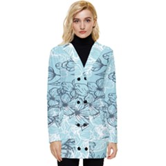 Flowers-25 Button Up Hooded Coat  by nateshop