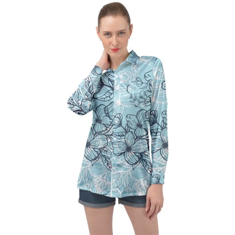 Flowers-25 Long Sleeve Satin Shirt by nateshop