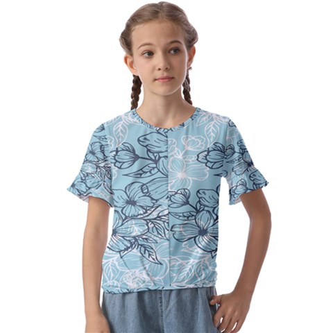 Flowers-25 Kids  Cuff Sleeve Scrunch Bottom Tee by nateshop