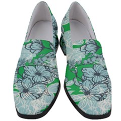 Flowers-26 Women s Chunky Heel Loafers by nateshop