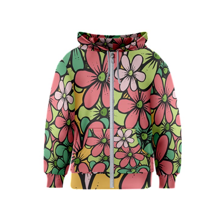 Flowers-27 Kids  Zipper Hoodie