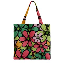 Flowers-27 Zipper Grocery Tote Bag