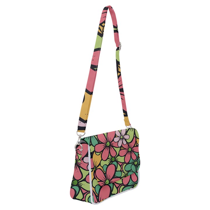 Flowers-27 Shoulder Bag with Back Zipper