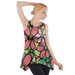 Flowers-27 Side Drop Tank Tunic