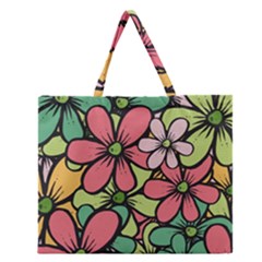 Flowers-27 Zipper Large Tote Bag