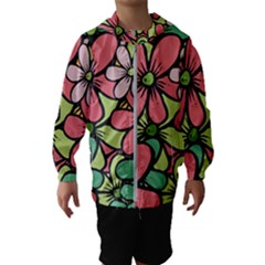 Flowers-27 Kids  Hooded Windbreaker