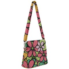 Flowers-27 Zipper Messenger Bag by nateshop