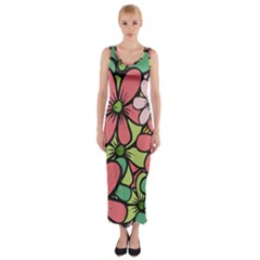 Flowers-27 Fitted Maxi Dress