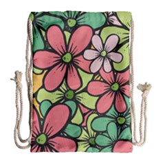 Flowers-27 Drawstring Bag (large)