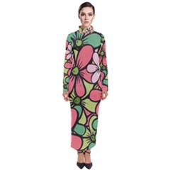 Flowers-27 Turtleneck Maxi Dress