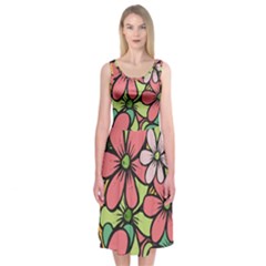 Flowers-27 Midi Sleeveless Dress