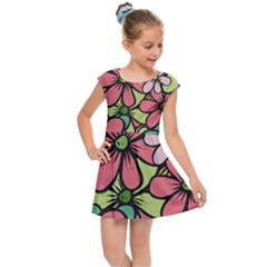 Flowers-27 Kids  Cap Sleeve Dress