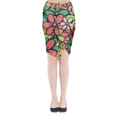 Flowers-27 Midi Wrap Pencil Skirt