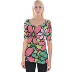 Flowers-27 Wide Neckline Tee