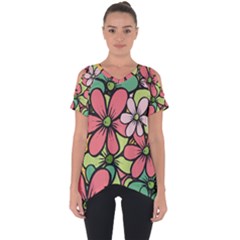 Flowers-27 Cut Out Side Drop Tee