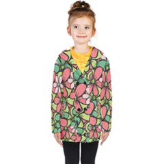 Flowers-27 Kids  Double Breasted Button Coat