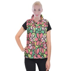 Flowers-27 Women s Button Up Vest