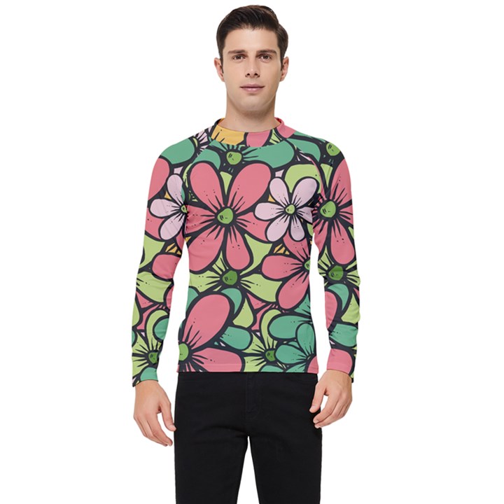 Flowers-27 Men s Long Sleeve Rash Guard