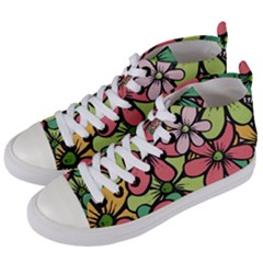 Flowers-27 Women s Mid-top Canvas Sneakers