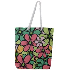 Flowers-27 Full Print Rope Handle Tote (large)