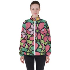 Flowers-27 Women s High Neck Windbreaker by nateshop