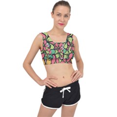 Flowers-27 V-back Sports Bra