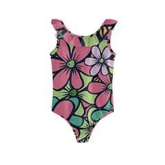 Flowers-27 Kids  Frill Swimsuit