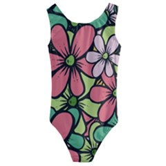 Flowers-27 Kids  Cut-out Back One Piece Swimsuit