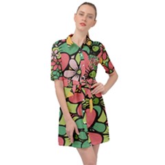 Flowers-27 Belted Shirt Dress