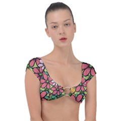 Flowers-27 Cap Sleeve Ring Bikini Top