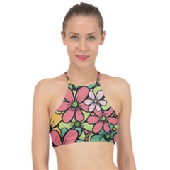 Flowers-27 Racer Front Bikini Top