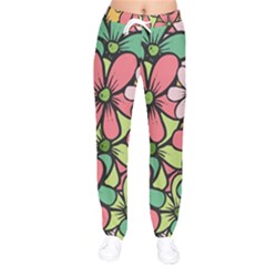 Flowers-27 Women Velvet Drawstring Pants by nateshop