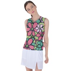 Flowers-27 Women s Sleeveless Sports Top