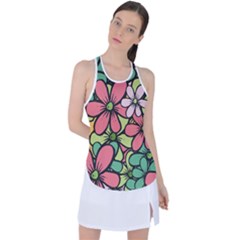 Flowers-27 Racer Back Mesh Tank Top