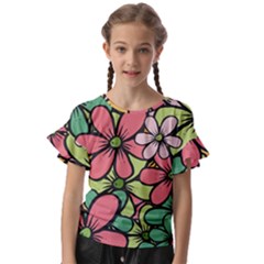 Flowers-27 Kids  Cut Out Flutter Sleeves