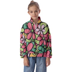 Flowers-27 Kids  Half Zip Hoodie by nateshop