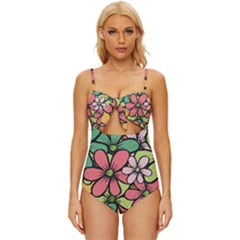 Flowers-27 Knot Front One-piece Swimsuit