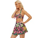 Flowers-27 Vintage Style Bikini Top and Skirt Set  View2