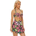 Flowers-27 Vintage Style Bikini Top and Skirt Set  View3